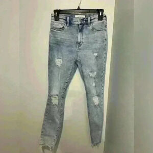PacSun High Waist Light Wash Ripped Skinny Jeans